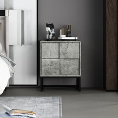 2 Drawer Nightstand,geometric elements - Cement Grey