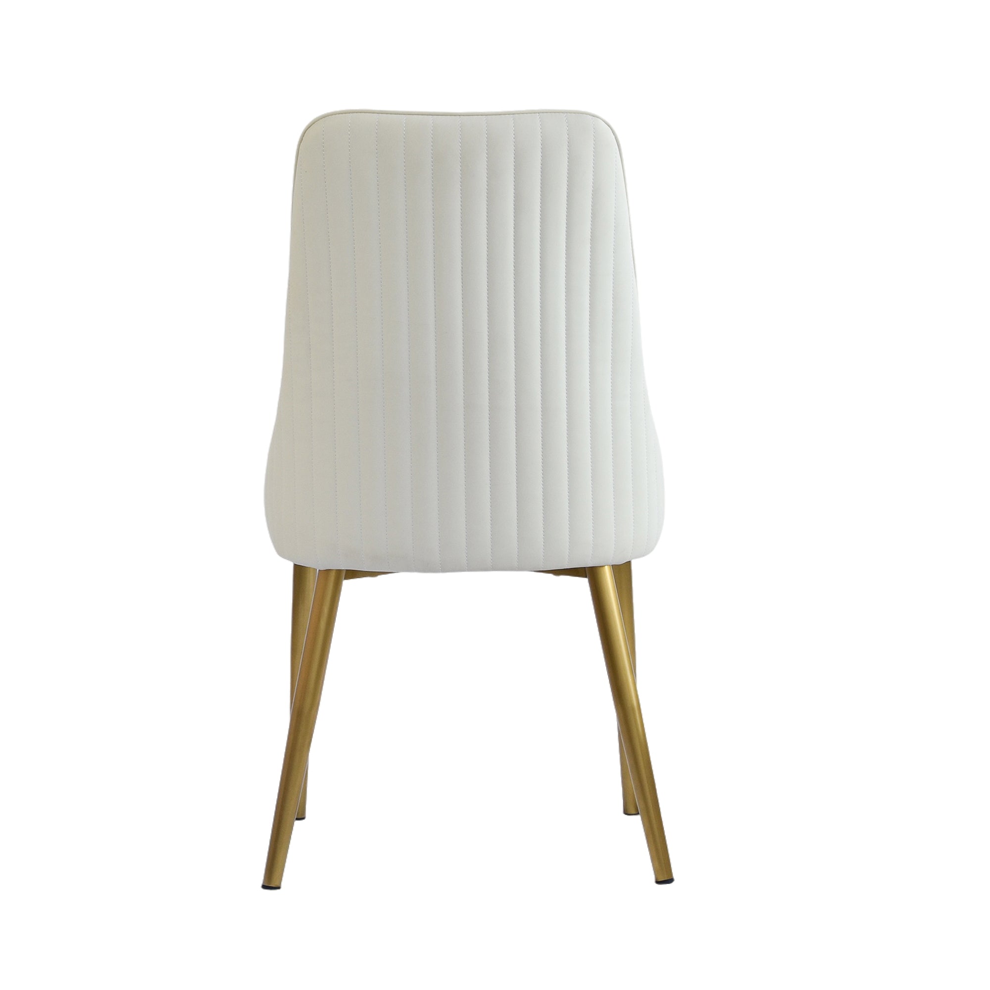 Modern Dining Chairs With Solid Wood Metal Legs (Set of 2) - White