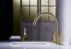 Two Handle High Arc Widespread Bathroom Sink Faucet 3 Hole - Gold