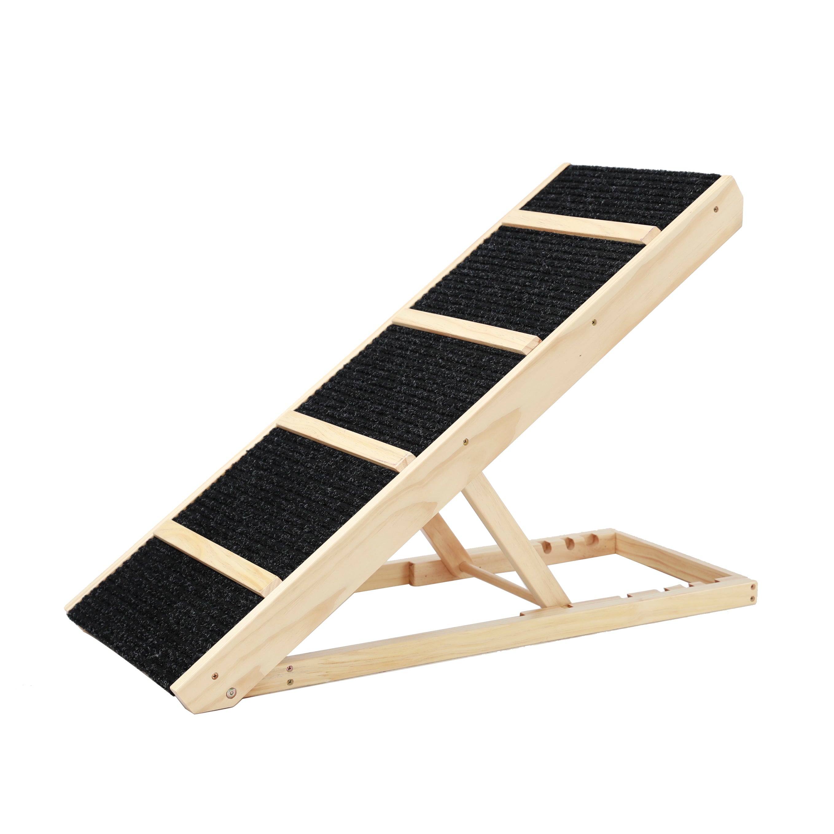 Tall Adjustable Pet Ramp, Folding Portable Wooden Non-Slip Paw Traction Adjustable Height from 9.3" to 24"