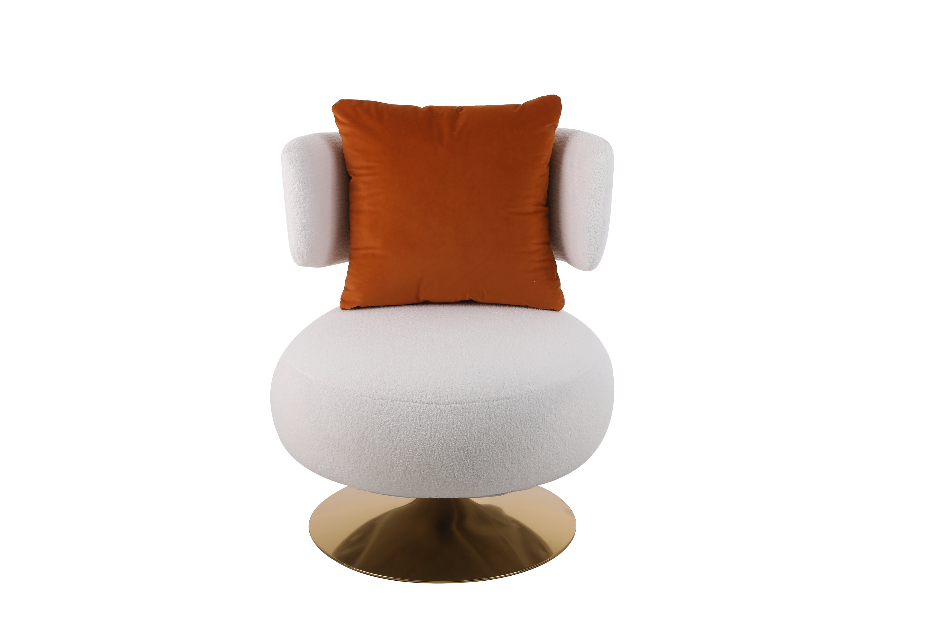 Swivel Accent Chair Armchair, Round Barrel Chair in Fabric  - White