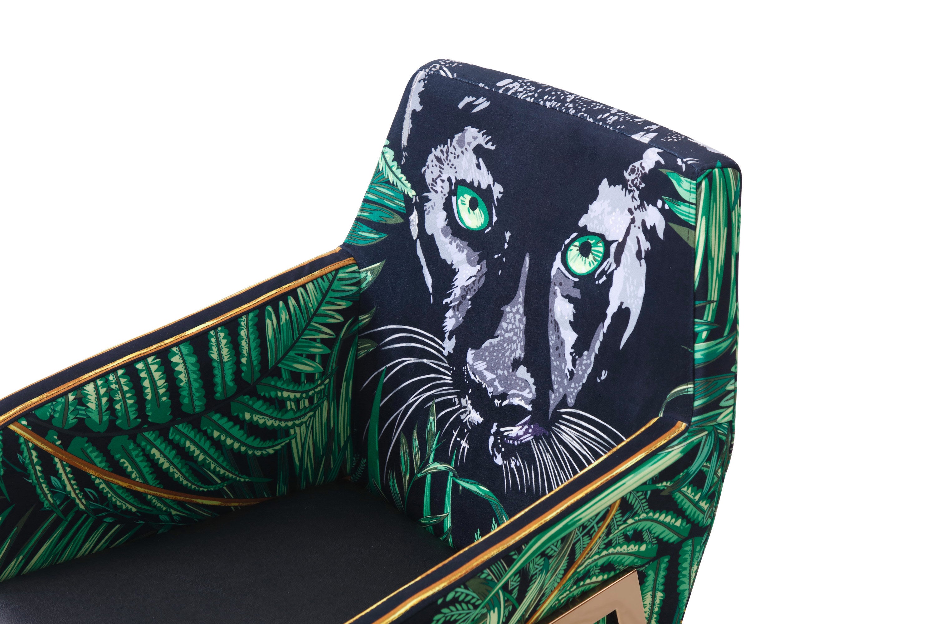 Fierce Panther Dining Chair - Black, Green & Rose Gold
