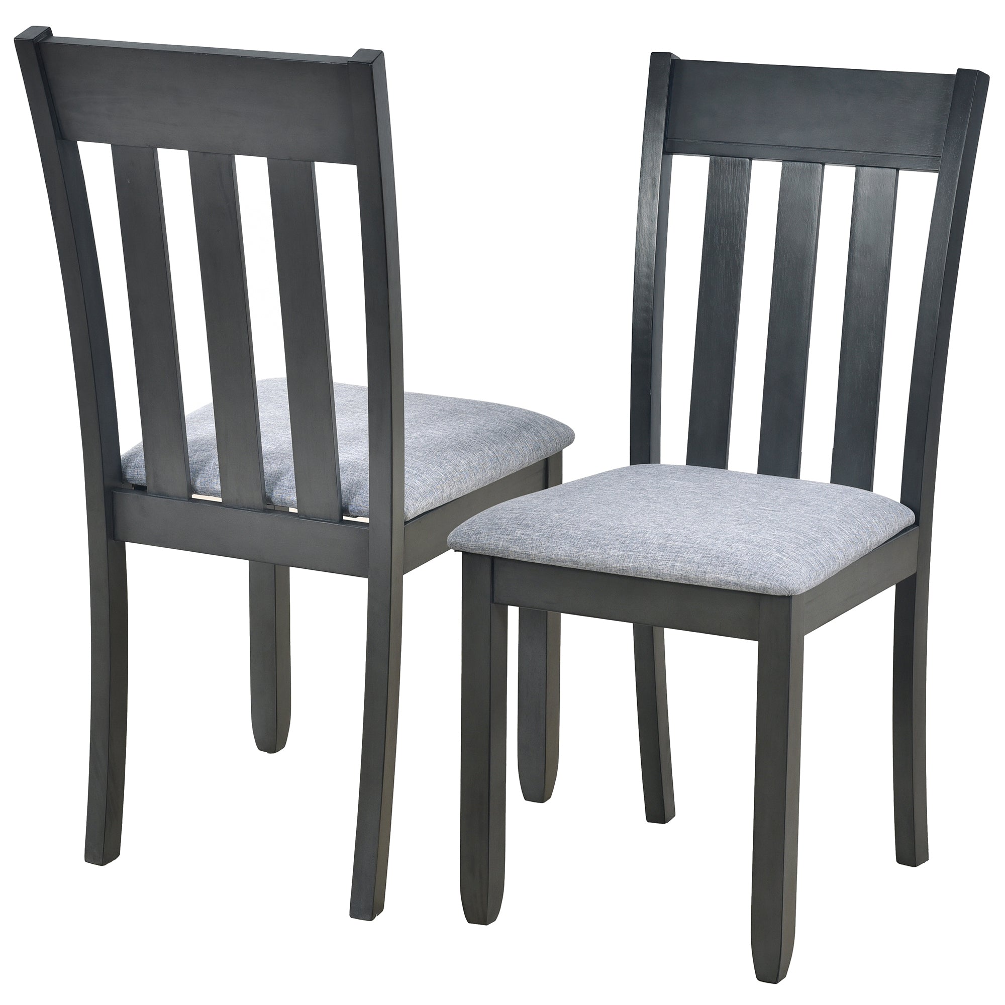 5-Piece Wood Dining Set Round Extendable Table with 4 Dining Chairs - Gray