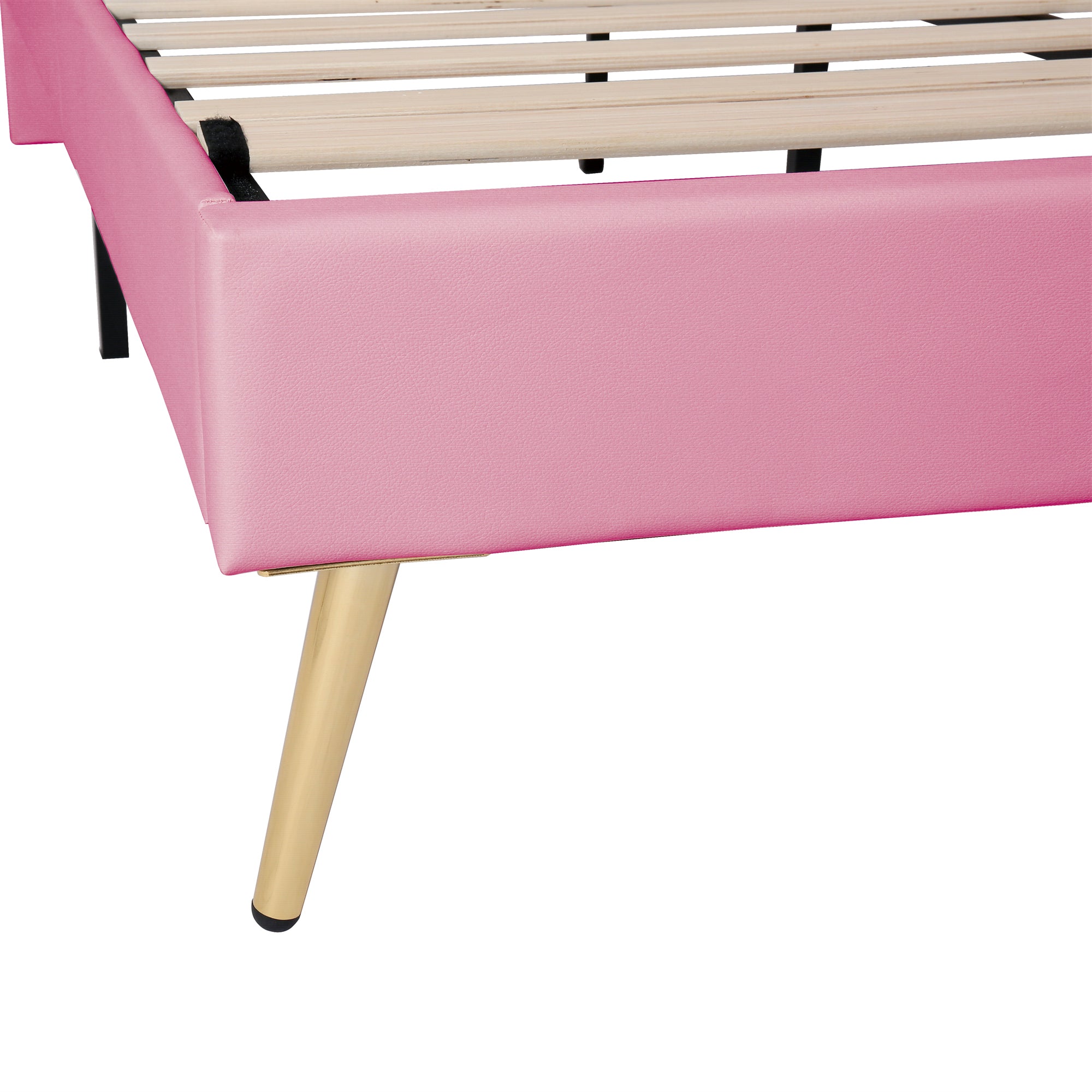 Full Size Princess Bed With Crown Headboard with LED Lights - White+Pink