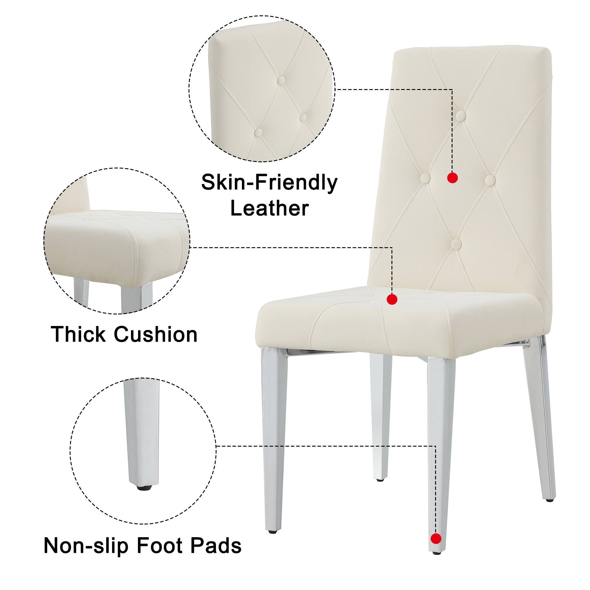 Modern Style Kitchen Upholstered High backrest Dining Chairs (Set of 2) - Beige