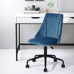 Modern Swivel Office Chair - Blue Velvet