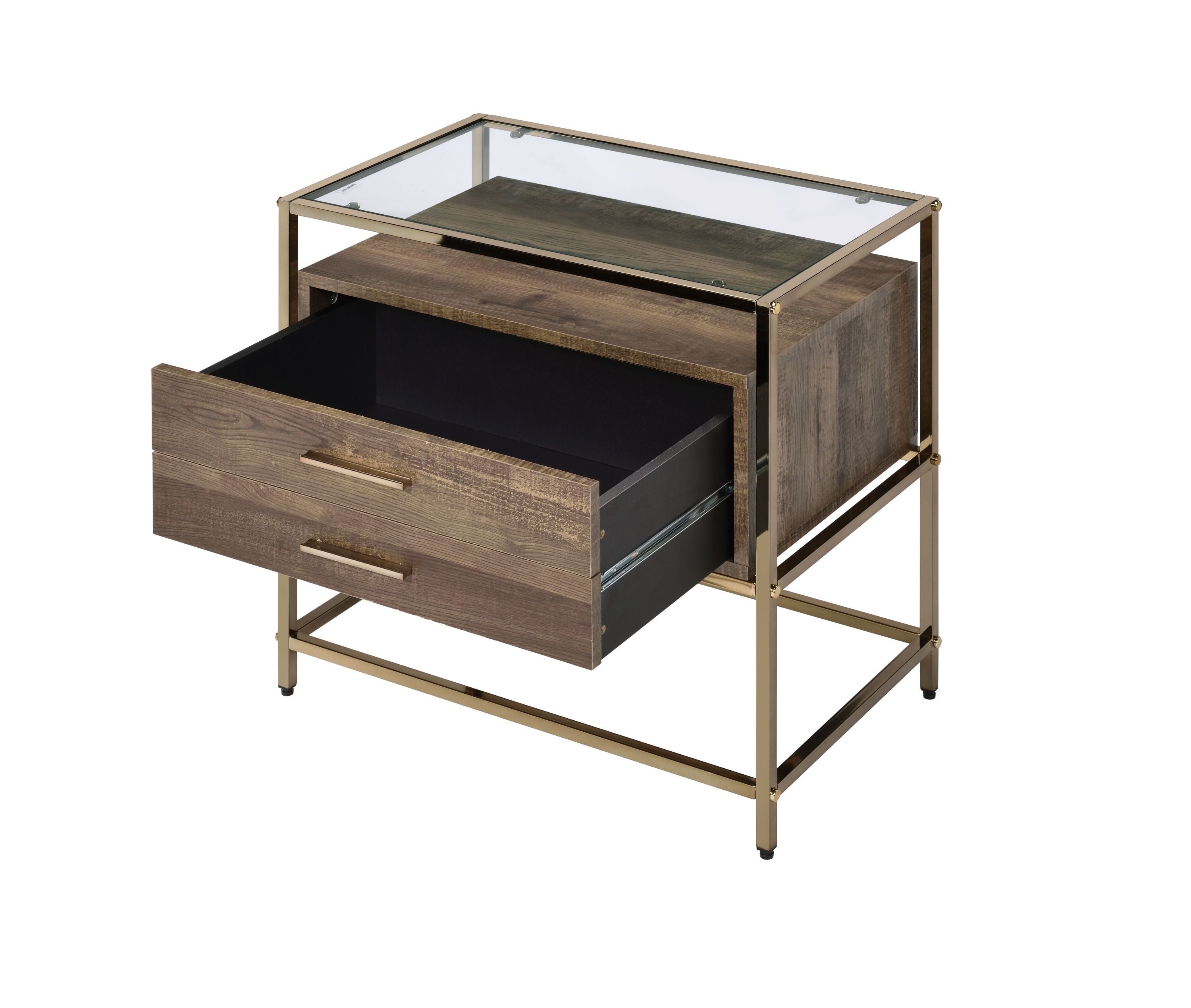Modern Accent Table - Walnut & Champagne Finish