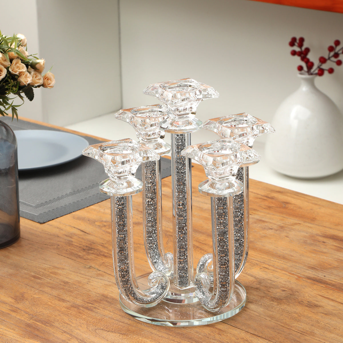 Ambrose Candle Holder (Holds 5 Candles) - Silver