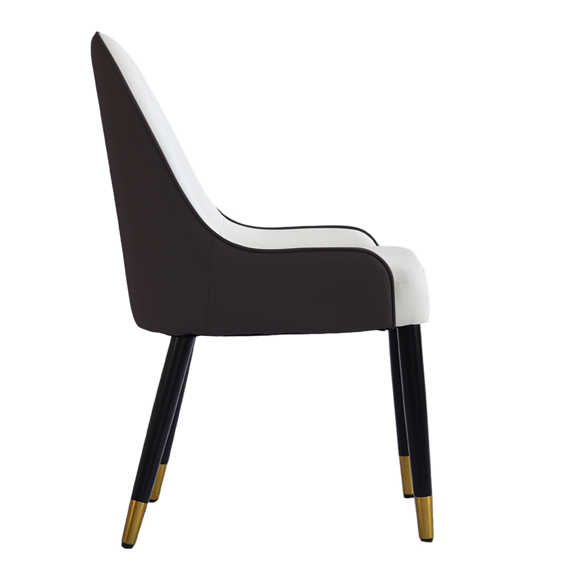 Modern Solid Wood Metal Legs Dining Chairs (Set of 2) - White and Black