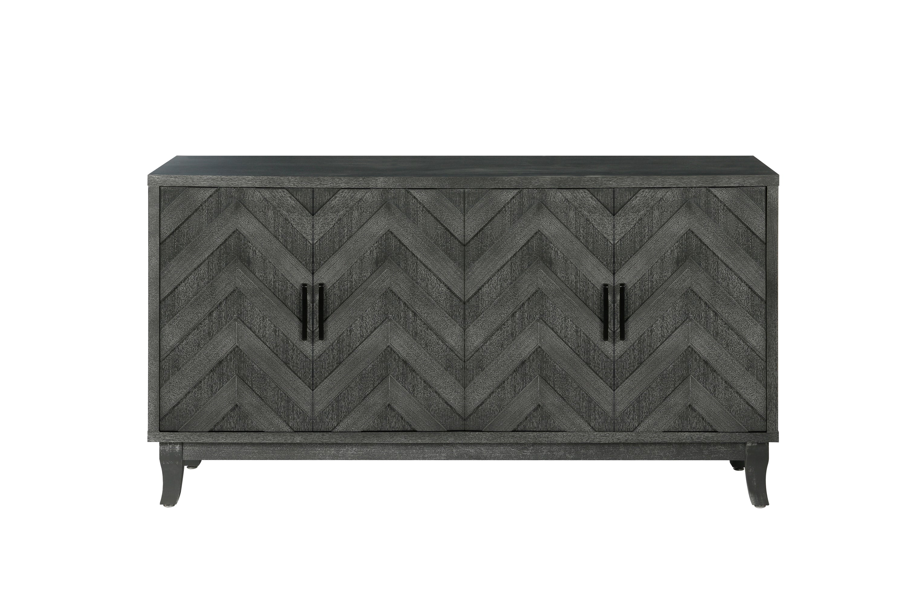 Stronger Vintage Style Buffet Cabinet, Lacquered Accent Storage 4 Door Wooden Cabinets,Thickened Sideboard Storage Cabinet - Taupe Grey
