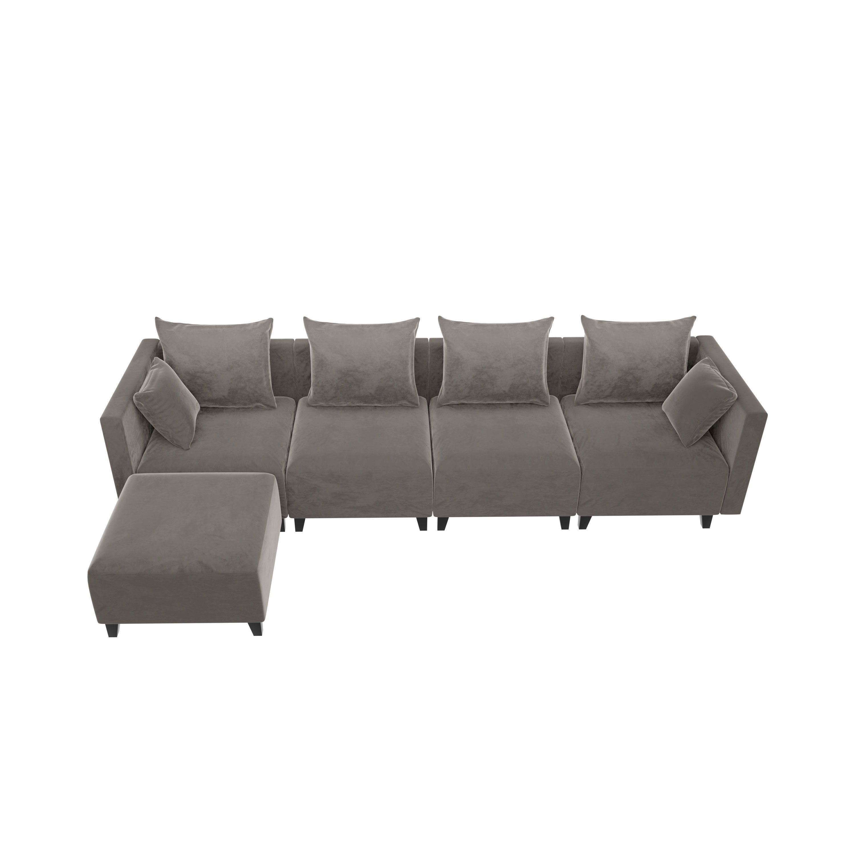 Sectional Sofa modular Couch L Shape with  Pillows - Camel