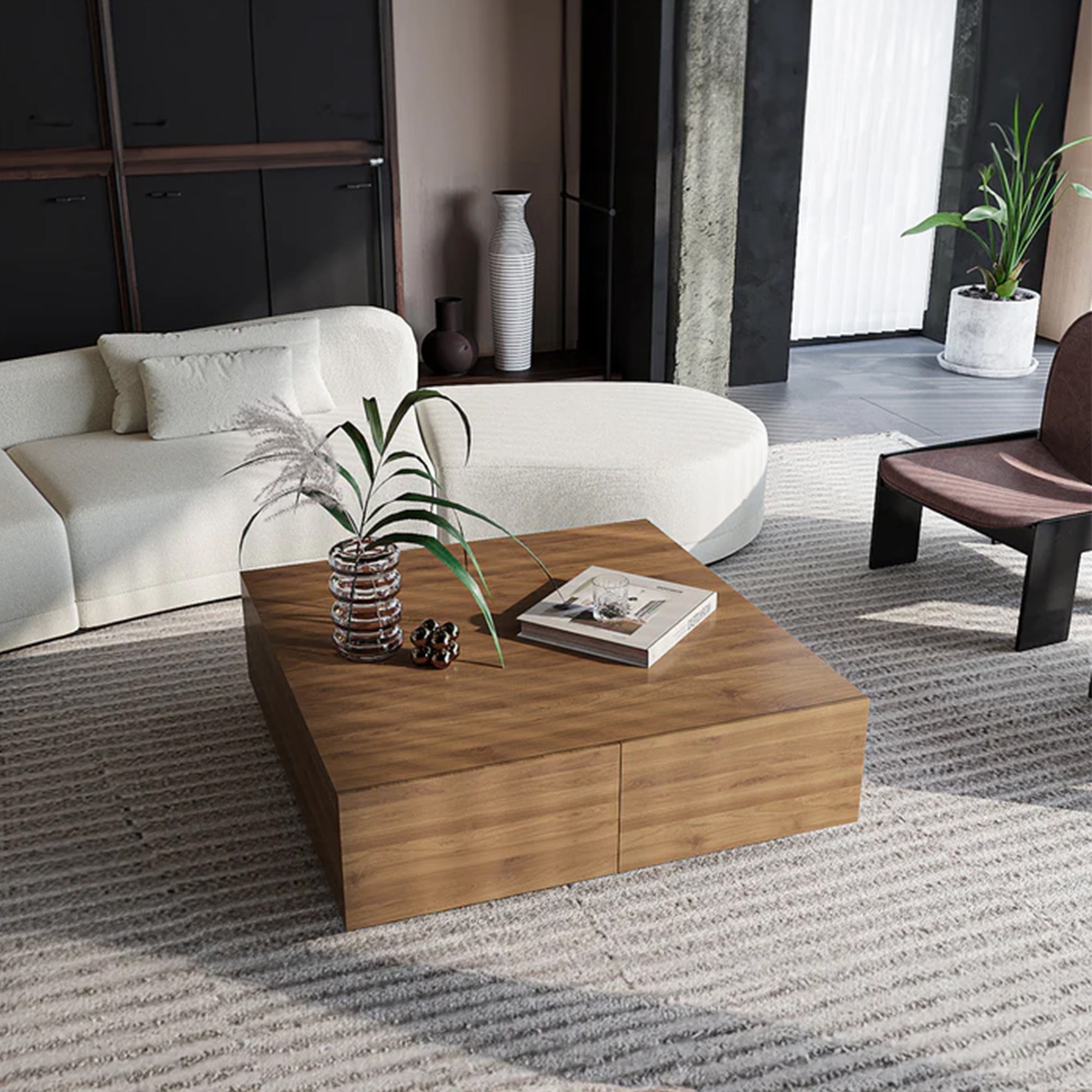 Wood Square Cocktail Table - Walnut