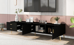 Modern TV Stand with 5 Champagne legs for TVS up to 77" - Black