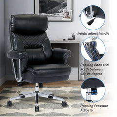 High Back Executive Office Chair 300lbs-Ergonomic Leather Computer Desk Chair - Black