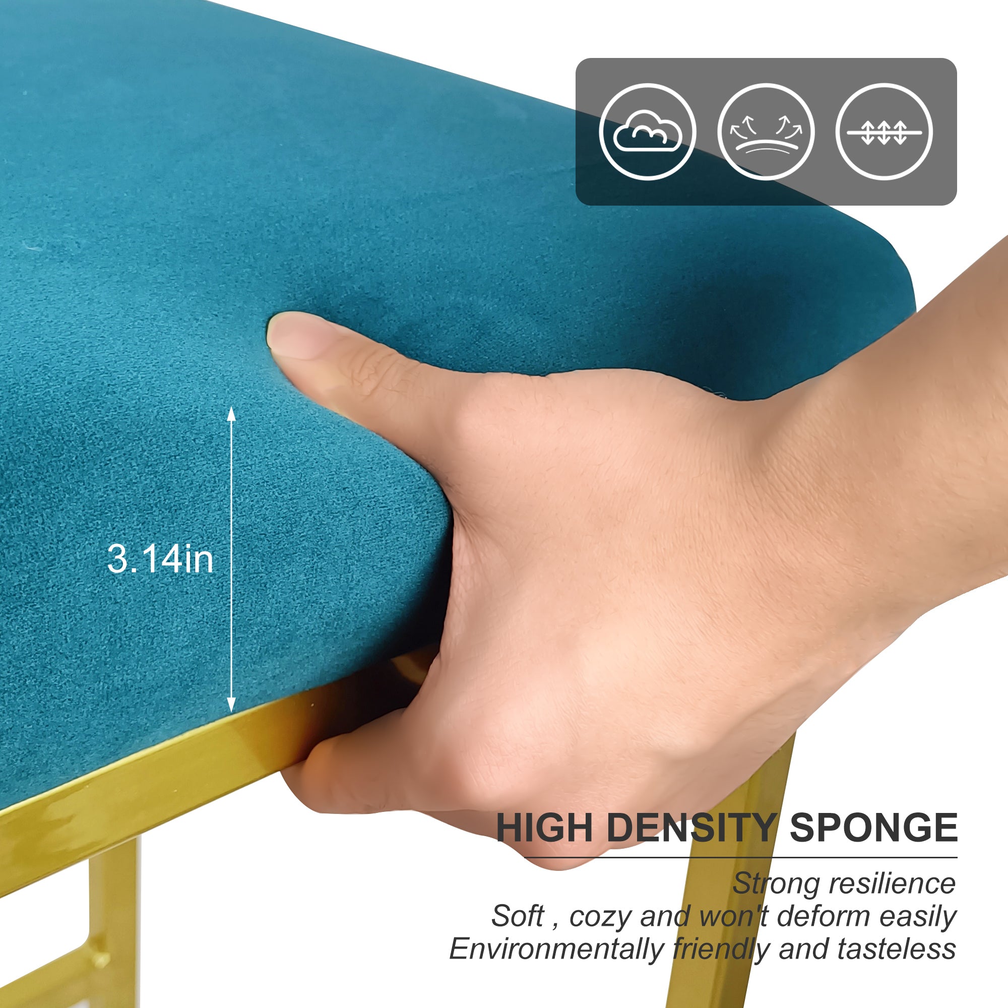Modern Backless Stool 30 Inch Bar (Set of 2) - Peacock Blue