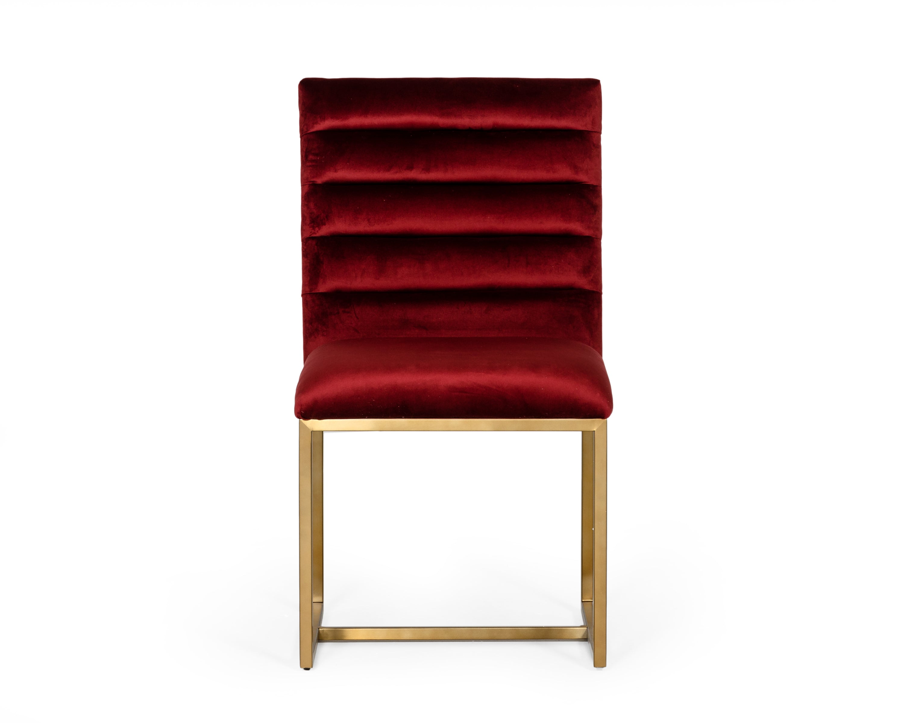 Modern Red & Brush Gold Dining Chair (Set of 2) - Red