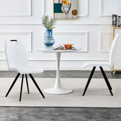 Modern Dining Chairs Armless Accent PU Leather (Set of 2) - White
