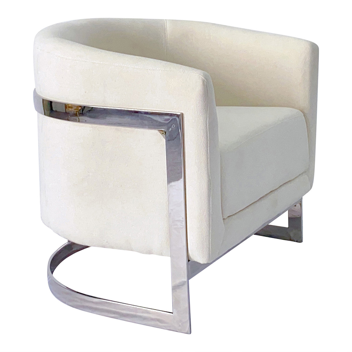 Elegant Modern White and Silver Sofa Chair