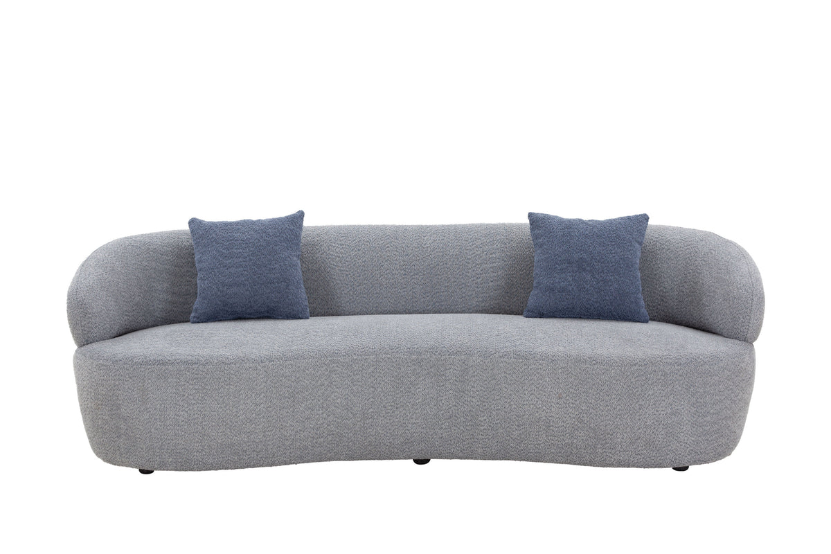 Mid Century Modern Curved Sofa, 3 Seat Cloud couch Boucle sofa Fabric Couch for Living Room, Bedroom, Office - Grey