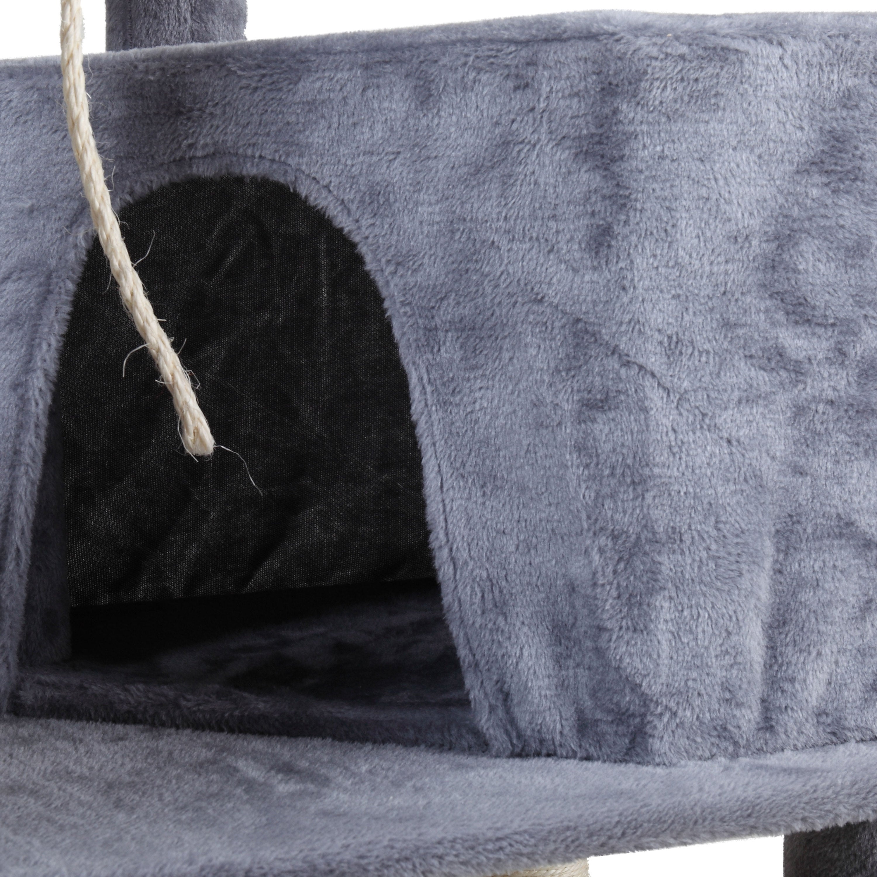 Multi-Level Cat Condo with Pentagonal Cat Litter with Plush Toys - Light Gray