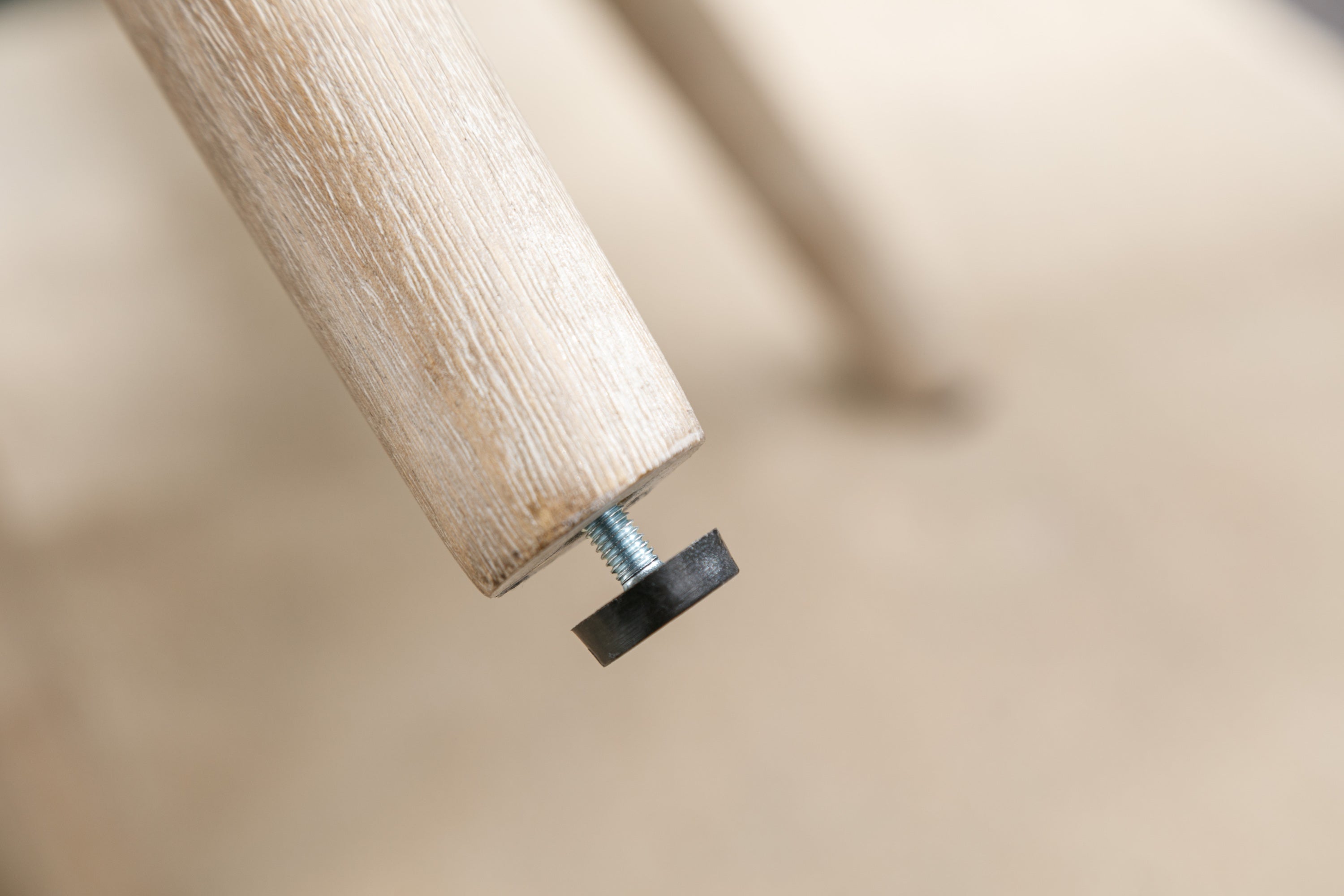 Teddy Fabric Button Accent Slipper Chair With Wooden Legs - White