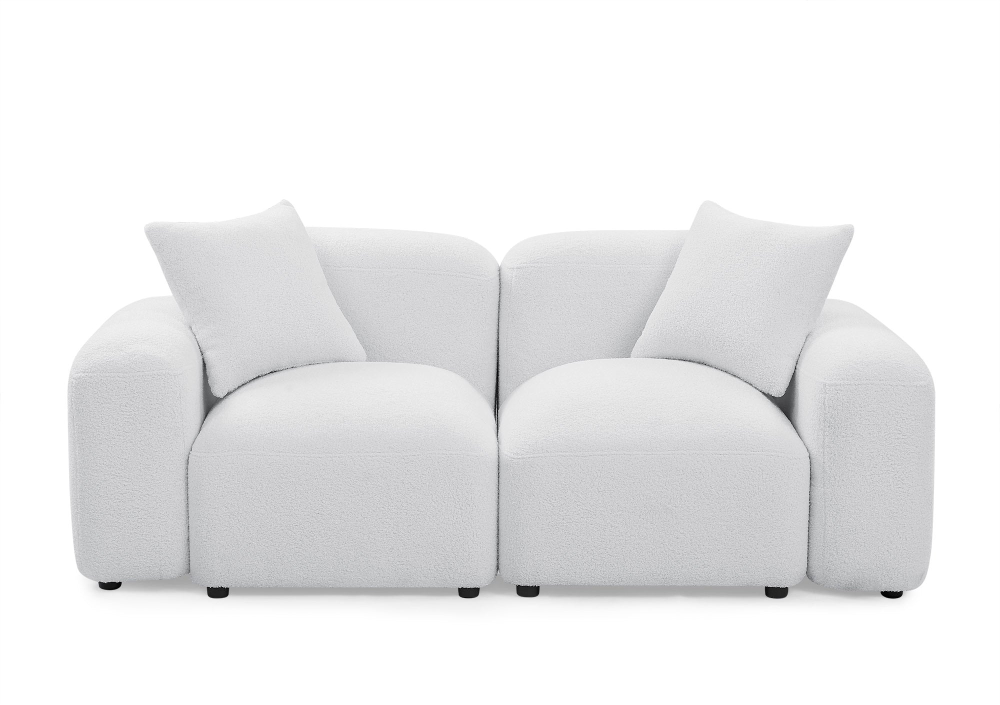 Teddy Fabric L-Shape Modular Sectional Sofa, DIY Combination - White