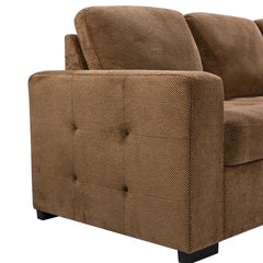 Oversized U Shaped Sectional Sofa Chaise with 4 Throw Pillows, Brown
