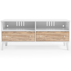 Two-tone Contemporary TV Stand - Brown + White