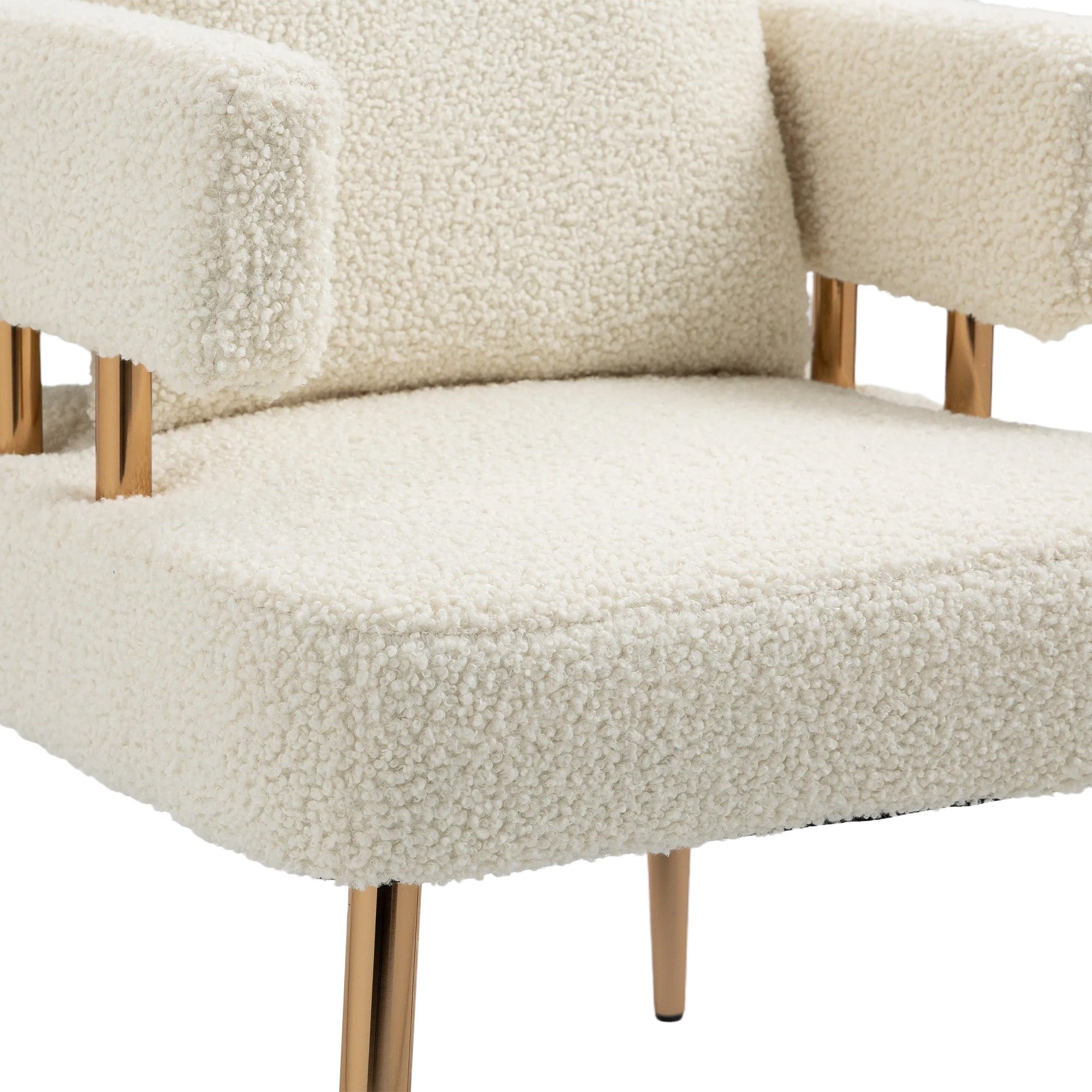 Accent Chair with Golden Feet - White Teddy