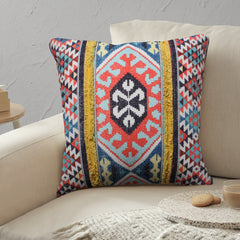Square Cotton Accent Throw Pillow, Soft Kilim Print - Multicolor