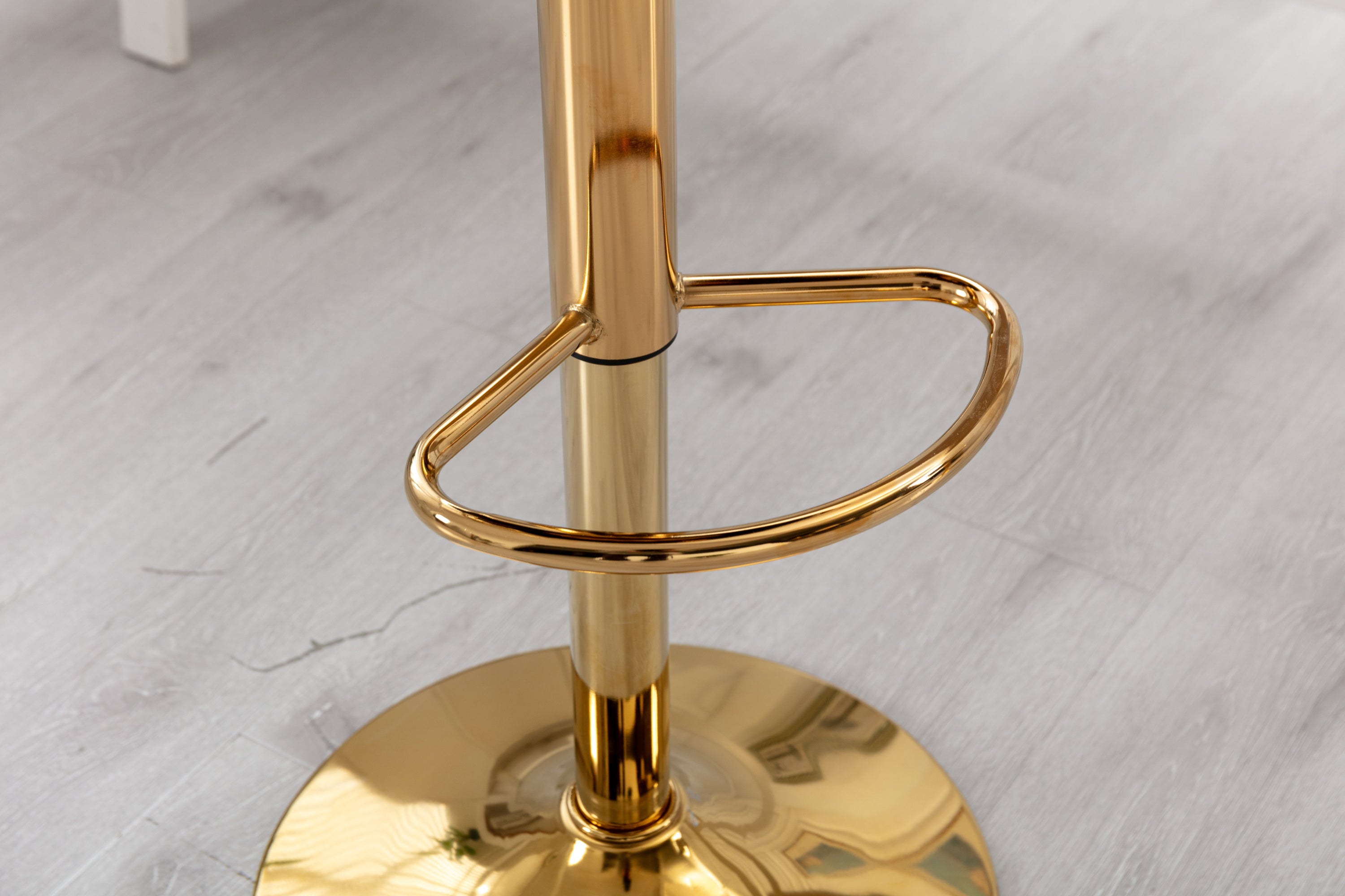 Bar Chair Pure Gold Plated Adjustable Height (Set of 2) - Off-White Velvet