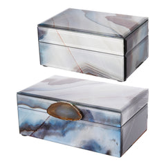 Decorative Nesting Jewelry Boxes, Stackable Decorative Storage Boxes With Lids - Set of 2