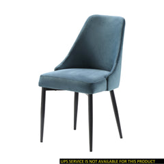 Modern Sleek Design Velvet Fabric Blue Side Chair (Set of 2) - Blue and Black Finish