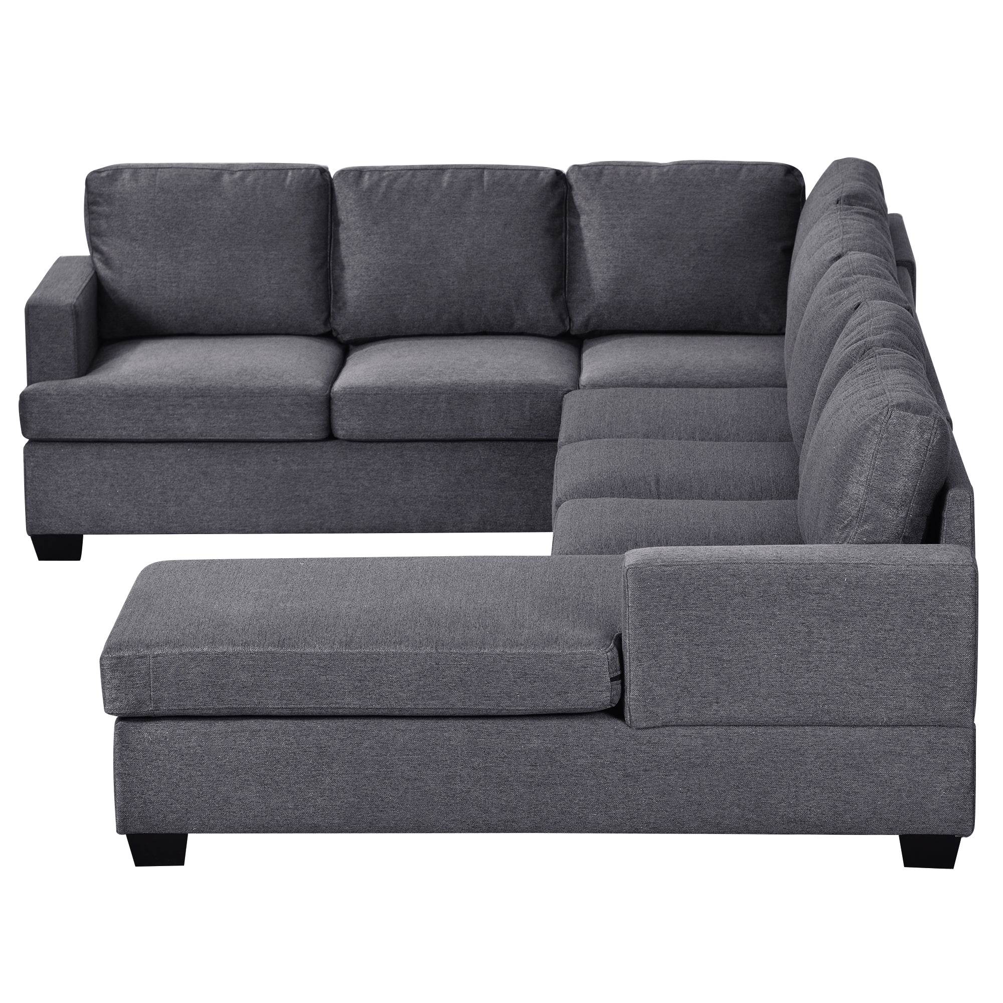 Modern Large Upholstered  U-Shape Sectional Sofa, Extra Wide Chaise Lounge Couch - Grey