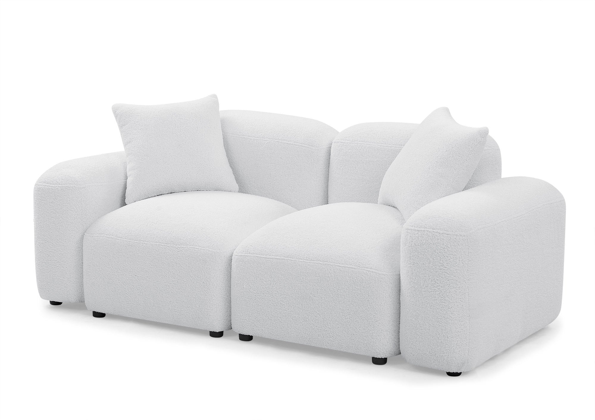 Teddy Fabric L-Shape Modular Sectional Sofa, DIY Combination - White