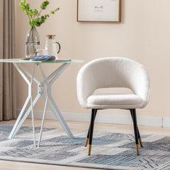Modern Dining Room Chair Accent Chair or Office Chair with Metal Legs - White