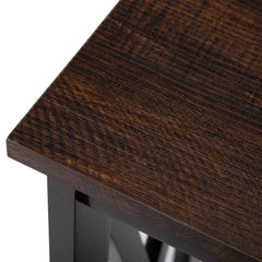 31.5"H Modern Console Table with Dog/Cat Bowls, X Frame Narrow Sofa Table - Brown and Black