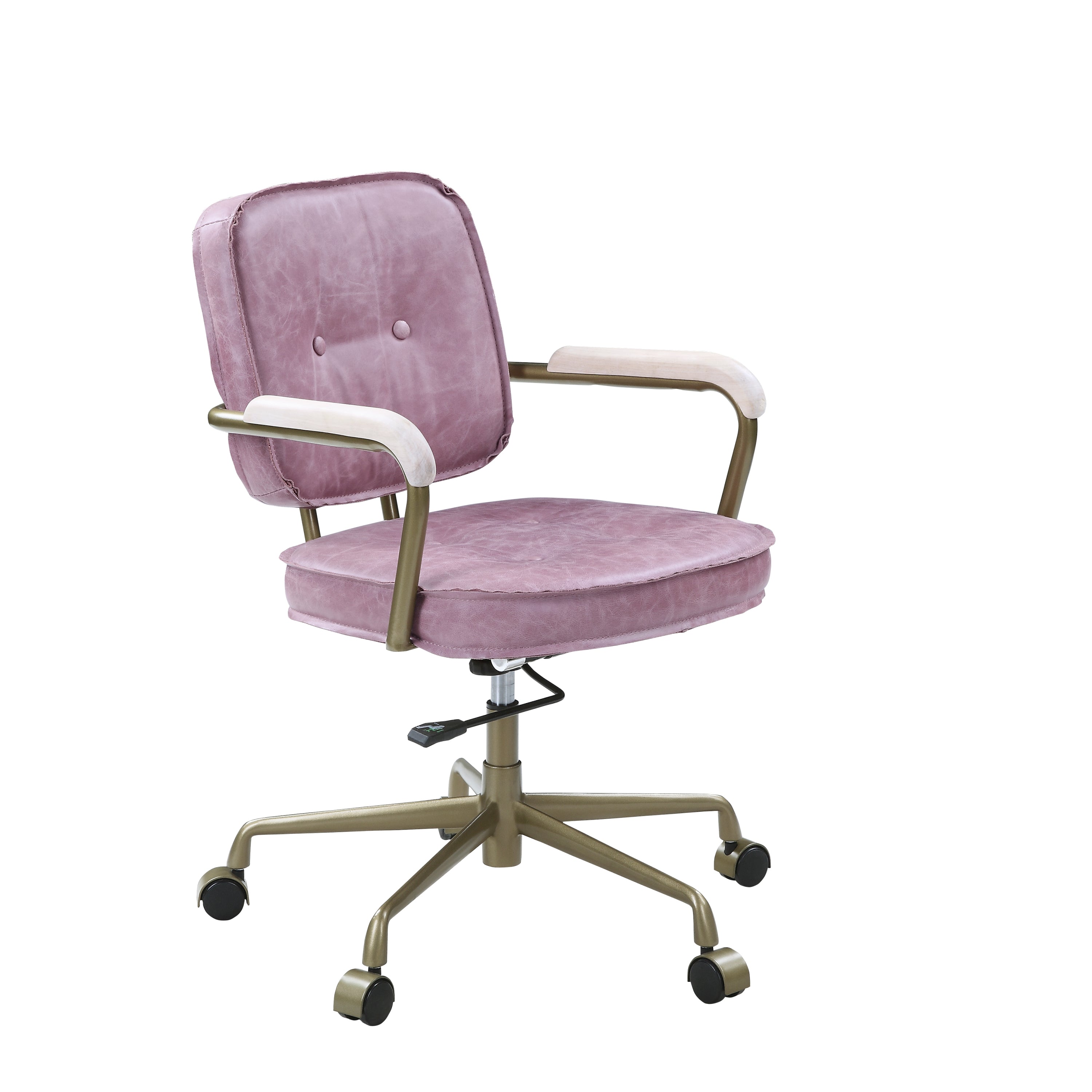 Vintage Office Chair, Top Grain Leather - Pink