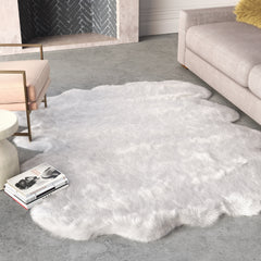 White Faux Fur Area Rug 6x7.5