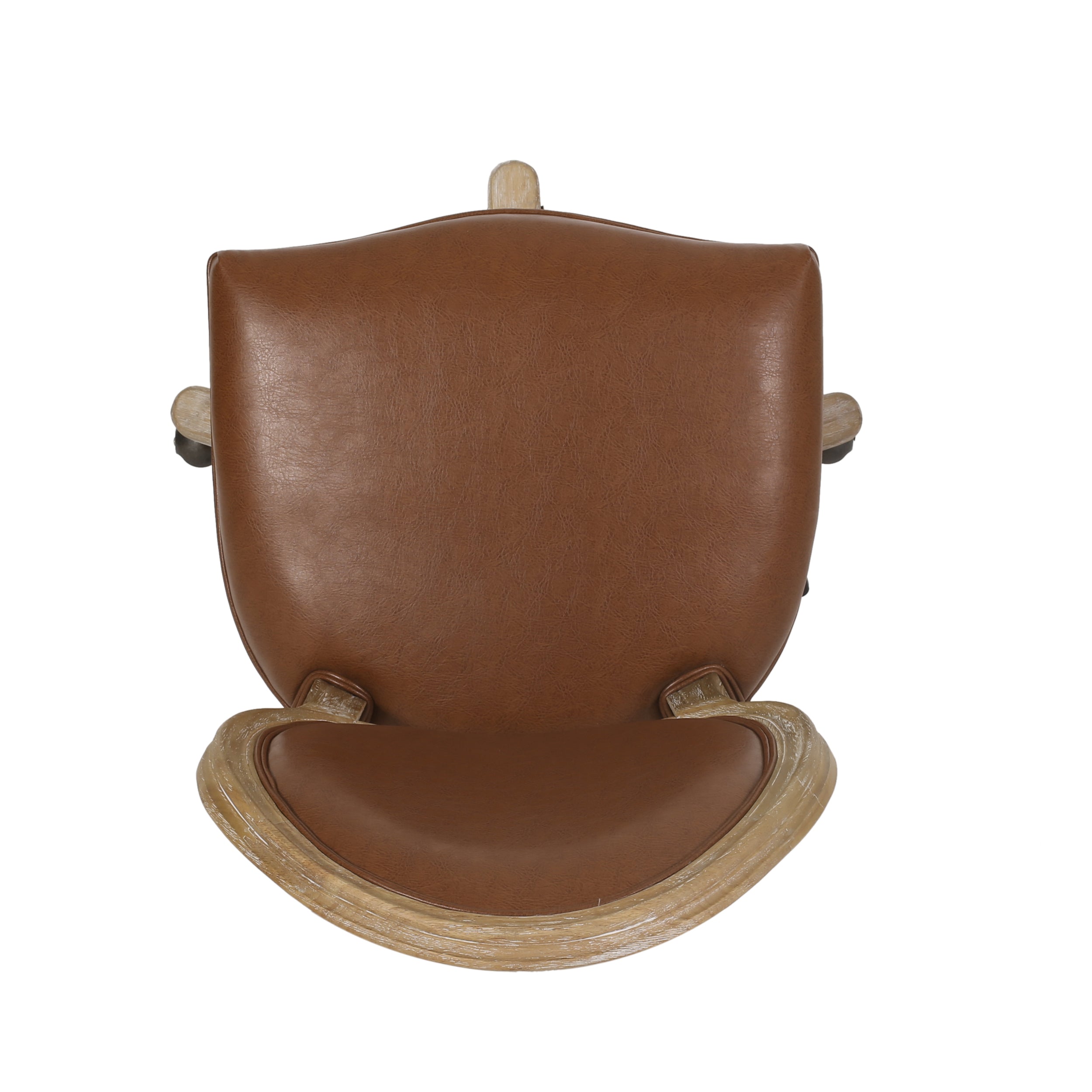 French Country Upholstered Swivel Office Chair - Natural/Brown
