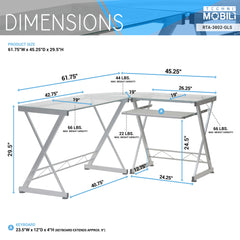 L-Shaped Tempered Glass Desk 