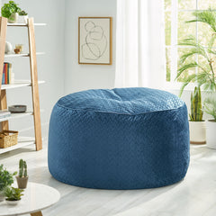 Arnside Glam 4 Foot Velvet Quilt Patterned Beanbag - Navy