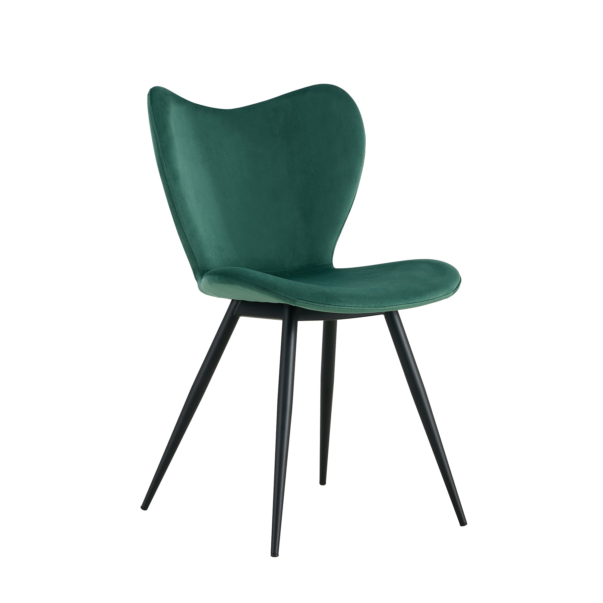Modern Velvet Dining Chairs with Metal Legs (Set of 2) - Green