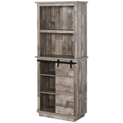 Freestanding Rustic Kitchen Buffet with Hutch, Pantry Storage Cabinet with Sliding Barn Door, Adjustable Shelf - Vintage Wood