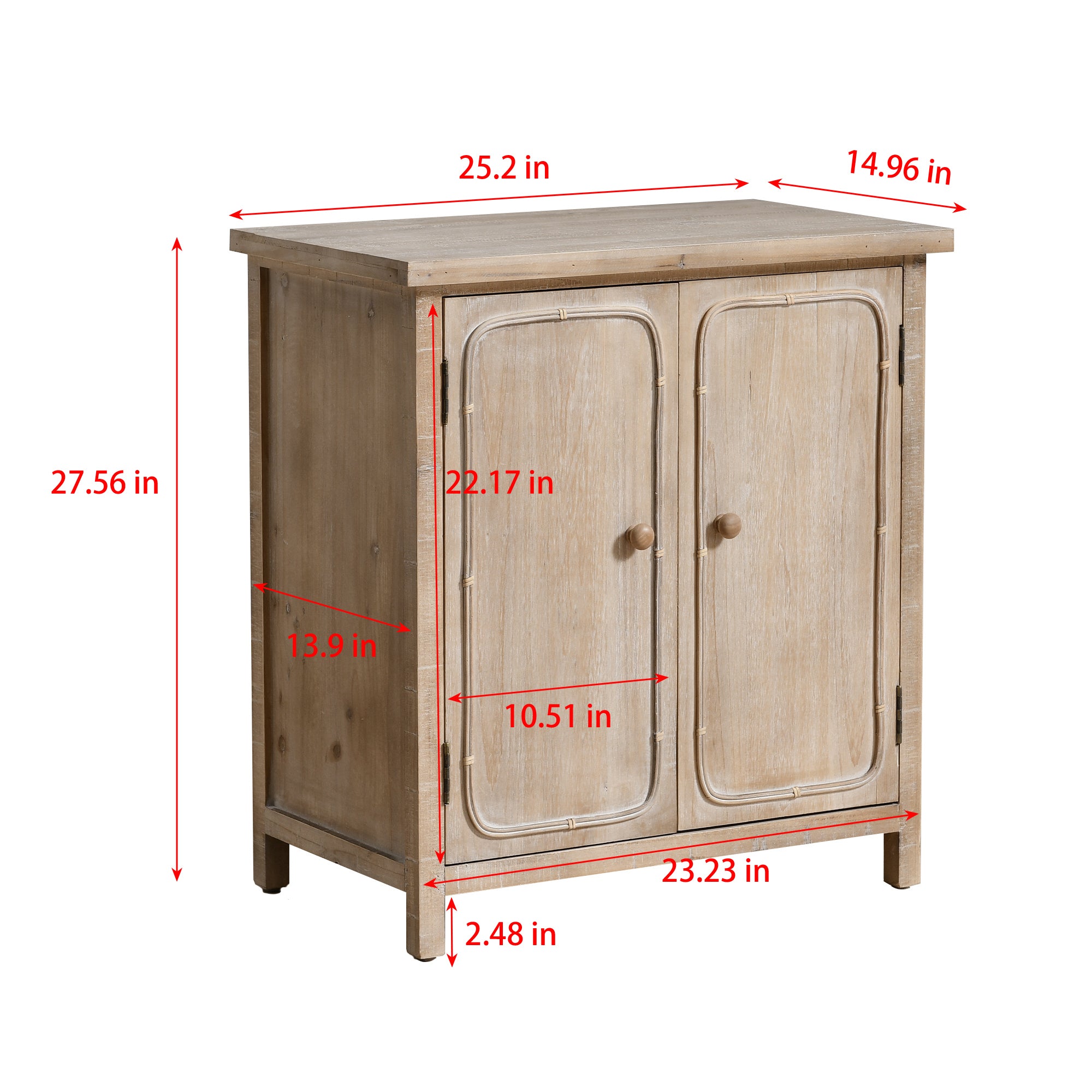 Accent Storage Cabinet Retro Wooden with 2 Doors and Shelves