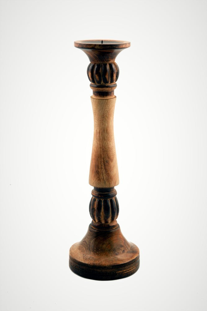 Benzara Mango Wood Vintage Style Candleholder/Candlestick (Set of 3) - Brown