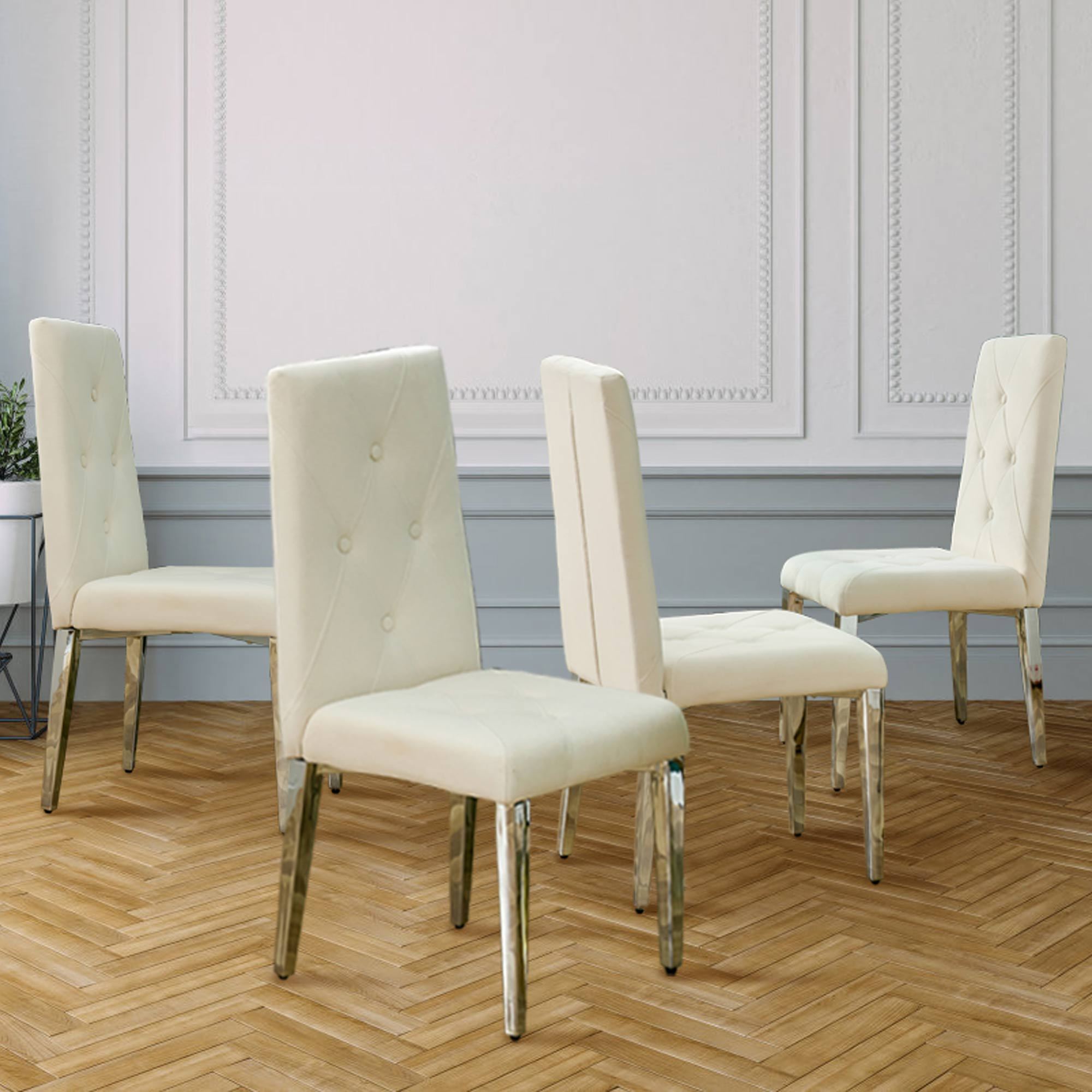 Modern Style Kitchen Upholstered High backrest Dining Chairs (Set of 2) - Beige