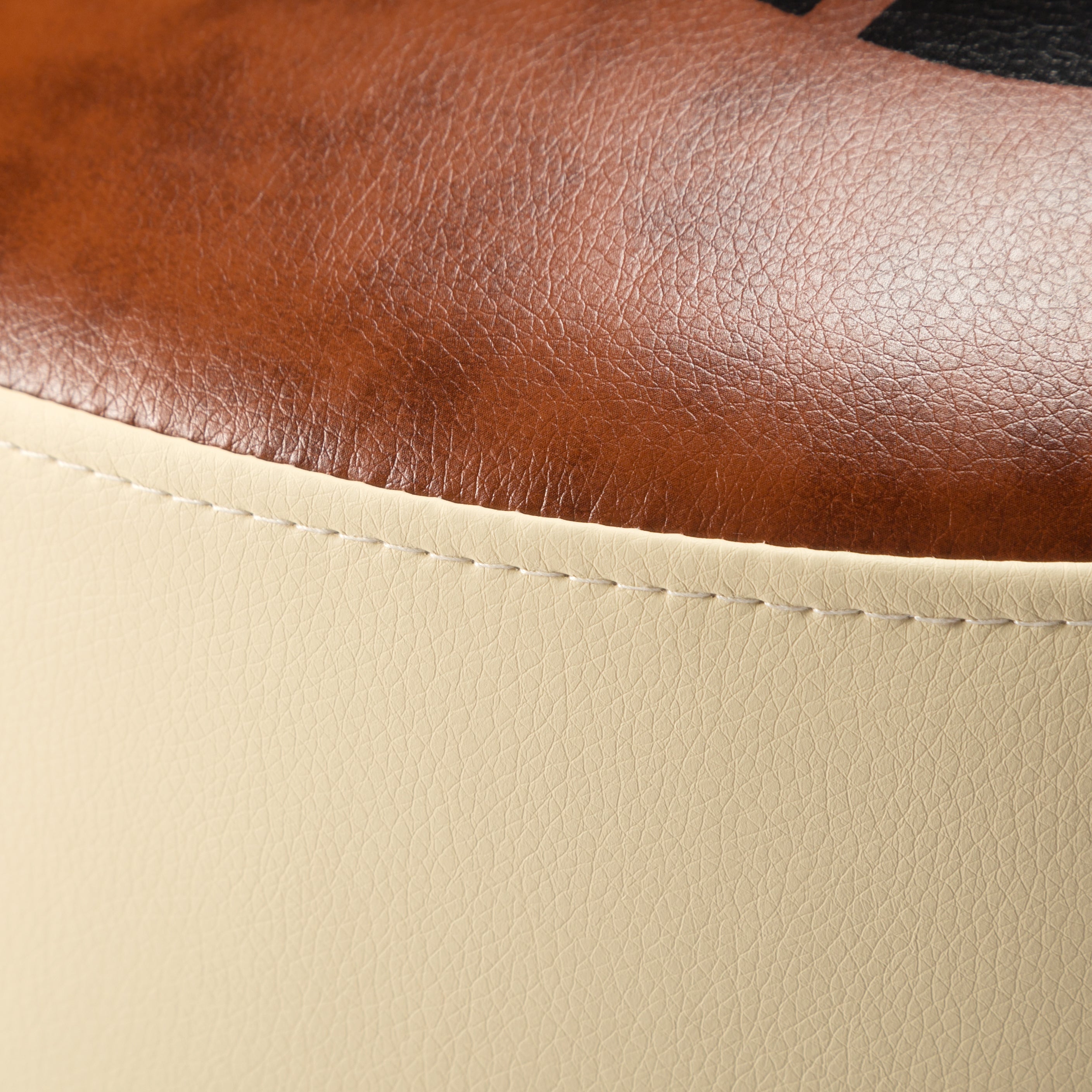 MAICOSY Round Pouf Ottoman Leather Pouf Footstool Paris Footrest Bedroom Brown