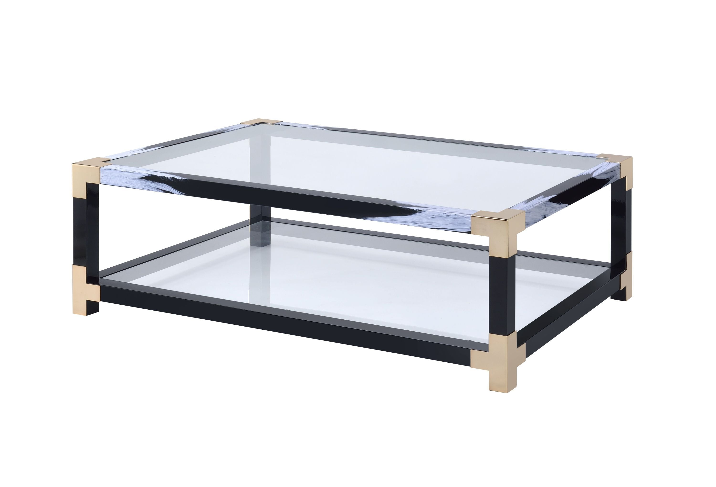 Lafty Coffee Table in White Brushed & Clear Glass
