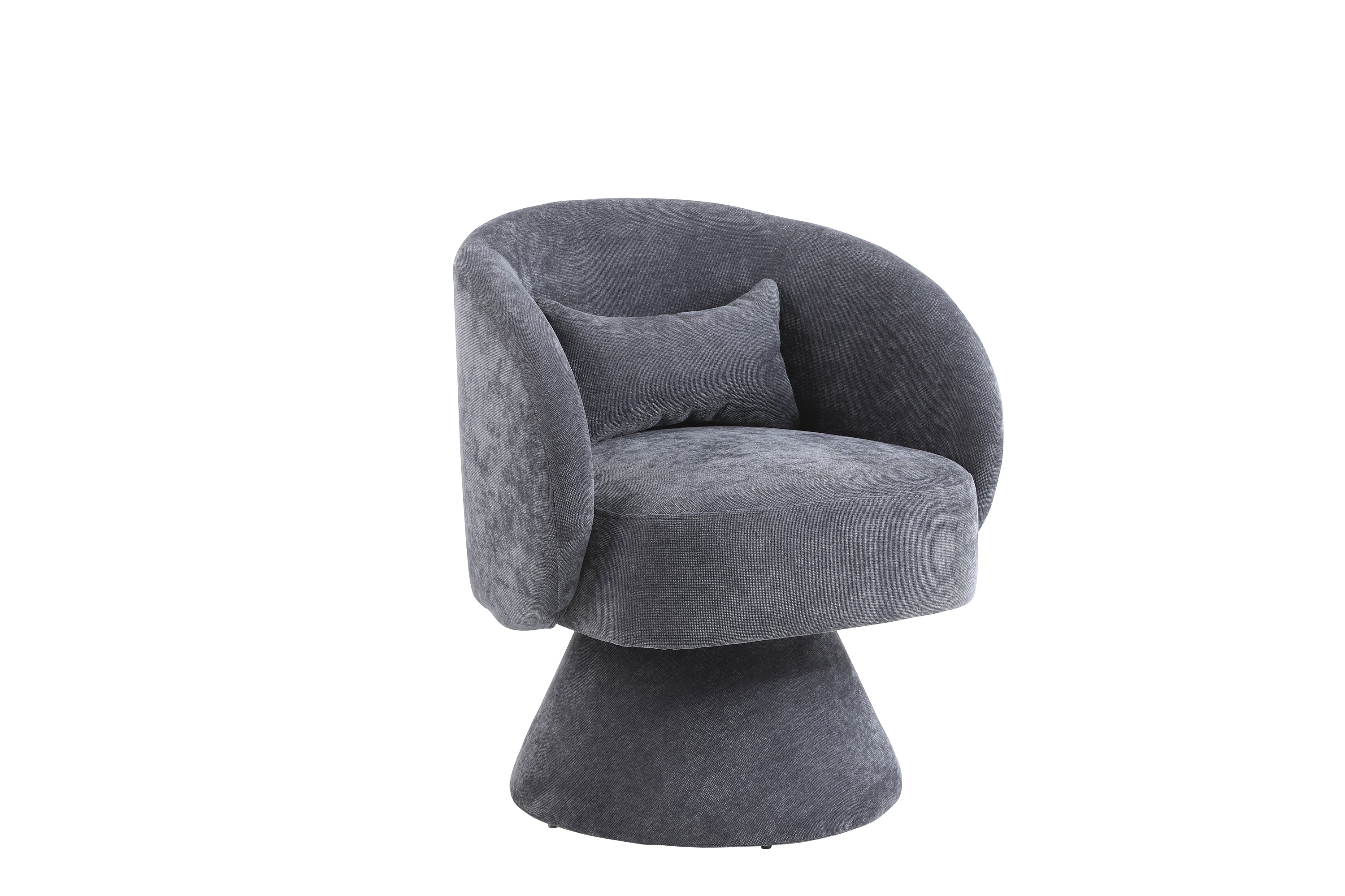 Swivel Accent Chair Armchair, Round Barrel Chair in Fabric - Dark Grey